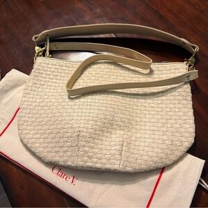 NWT Clare V Buttercream Woven Moyen Messenger bag
